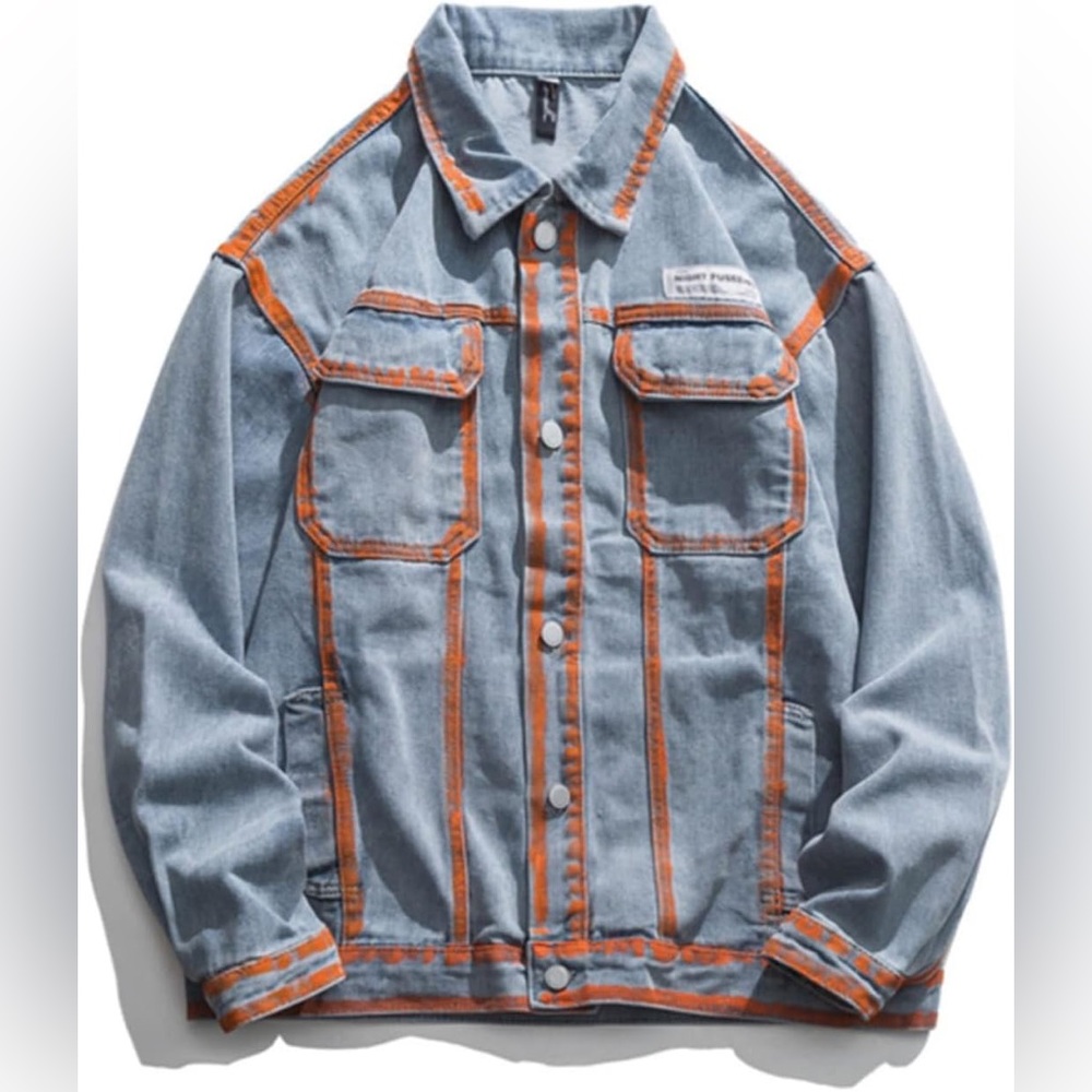 Fuseeho Unisex Hip Hop High Street Painted Blue Denim Jacket. Large. Brand New.